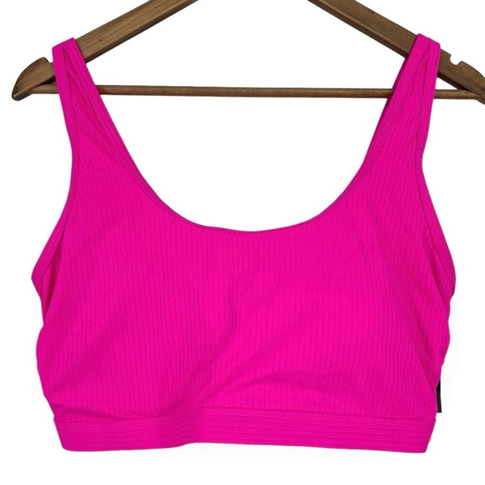 CALIFORNIA WAVES NWT Ribbed Adjustable Bralette Bikini Top Plus Size 20 Fuschia